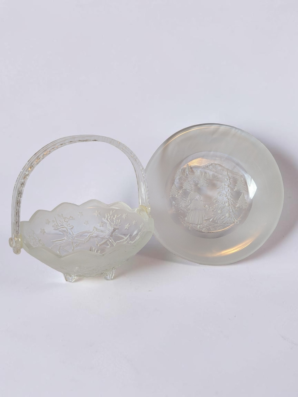Mikasa Christmas Set 2pc Silent Night Basket & Christmas Story Plate Vintage